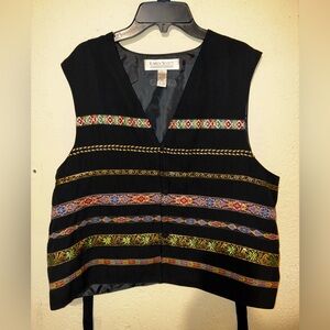 Karen Scott Women's Black Top with Multicolor Embroidery